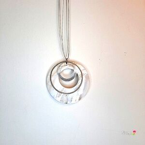 3" Mother of Pearl Shell Silver Choker, Handcrafted